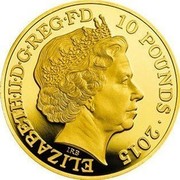 UK 10 Pounds Sir Winston Churchill 50th Anniversary of Death 2015 Proof ELIZABETH II D G REG F D 10 POUNDS 2015 IRB coin obverse UK 10 Pounds Sir Winston Churchill 50th Anniversary of Death 2015 Proof ELIZABETH II D G REG F D 10 POUNDS 2015 IRB coin obverse