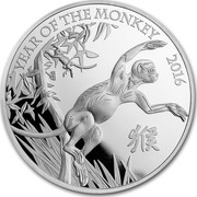 UK 10 Pounds Year of the Monkey 2016 YEAR OF THE MONKEY 2016 coin reverse UK 10 Pounds Year of the Monkey 2016 YEAR OF THE MONKEY 2016 coin reverse