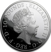 UK 10 Pounds Year of the Rooster 2017 Proof ELIZABETH II D G REG F D 10 POUNDS J.C coin obverse UK 10 Pounds Year of the Rooster 2017 Proof ELIZABETH II D G REG F D 10 POUNDS J.C coin obverse