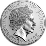 UK 100 Pounds Big Ben 2015 KM# 1328 ELIZABETH.D.G REG.F.D 100 POUNDS 2015 IRB coin obverse UK 100 Pounds Big Ben 2015 KM# 1328 ELIZABETH.D.G REG.F.D 100 POUNDS 2015 IRB coin obverse