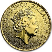 UK 100 Pounds Britannia 2016 ELIZABETH II ∙ D ∙ G ∙ REG ∙ F ∙ D ∙ 100 POUNDS ∙ J.C coin obverse UK 100 Pounds Britannia 2016 ELIZABETH II ∙ D ∙ G ∙ REG ∙ F ∙ D ∙ 100 POUNDS ∙ J.C coin obverse
