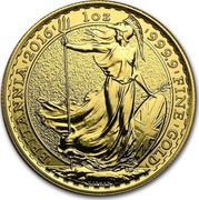 UK 100 Pounds Britannia 2016 BRITANNIA 2016 1OZ 999.9 FINE GOLD coin reverse UK 100 Pounds Britannia 2016 BRITANNIA 2016 1OZ 999.9 FINE GOLD coin reverse