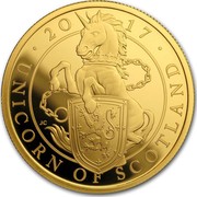 UK 100 Pounds Queen's Beast (Unicorn) Proof 2017 UNICORN OF SCOTLAND 2017 JC coin reverse