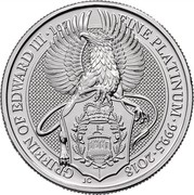 UK 100 Pounds Queen's Beasts (Griffin) 2018 GRIFFIN OF EDWARD III 1 OZ FINE PLATINUM 999.5 2018 JC coin reverse UK 100 Pounds Queen's Beasts (Griffin) 2018 GRIFFIN OF EDWARD III 1 OZ FINE PLATINUM 999.5 2018 JC coin reverse