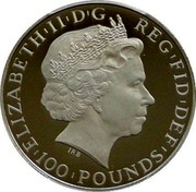 UK 100 Pounds World War I 2014 Proof ELIZABETH | II | D | G REG | FID | DEF | IRB 100 | POUNDS coin obverse UK 100 Pounds World War I 2014 Proof ELIZABETH | II | D | G REG | FID | DEF | IRB 100 | POUNDS coin obverse