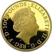 UK 100 Pounds Year of the Monkey 2016 ELIZABETH II D G REG F D 100 POUNDS J.C coin obverse
