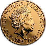 UK 100 Pounds Year of the Monkey 2016 ELIZABETH II D G REG F D 100 POUNDS J.C coin obverse