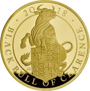 UK 1000 Pounds Black Bull of Clarence 2018 Proof ∙20 18∙ BLACK BULL OF CLARENCE JC coin reverse UK 1000 Pounds Black Bull of Clarence 2018 Proof ∙20 18∙ BLACK BULL OF CLARENCE JC coin reverse