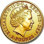UK 2 Pounds Britannia Gilded 2015 ELIZABETH'II'D'G REG'FID'DEF'2 POUNDS' IRB coin obverse UK 2 Pounds Britannia Gilded 2015 ELIZABETH'II'D'G REG'FID'DEF'2 POUNDS' IRB coin obverse