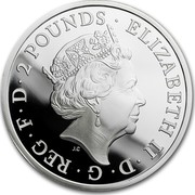 UK 2 Pounds Queen's Beast Lion 2017 2 POUNDS ELIZABETH II D G REG F D J.C coin obverse