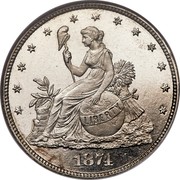 USA 20 Cents Pattern 1874 Proof; About 3-4 surviving KM# Pn1420 LIBERTY 1874 coin obverse USA 20 Cents Pattern 1874 Proof; About 3-4 surviving KM# Pn1420 LIBERTY 1874 coin obverse