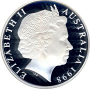 Australia 20 Cents United nations Fiftieth Anniversary 1998 Proof KM# 295a ELIZABETH II AUSTRALIA 1998 IRB coin obverse Australia 20 Cents United nations Fiftieth Anniversary 1998 Proof KM# 295a ELIZABETH II AUSTRALIA 1998 IRB coin obverse