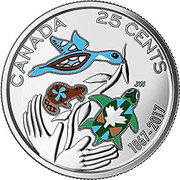 Canada 25 Cents 150th Anniversary of Canada - Bird - Turtle & Beaver 2017 UNC CANADA 1867-2017 25 CENTS JW coin reverse Canada 25 Cents 150th Anniversary of Canada - Bird - Turtle & Beaver 2017 UNC CANADA 1867-2017 25 CENTS JW coin reverse
