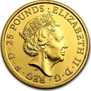 UK 25 Pounds Year of the Monkey 2016 ELIZABETH II D G REG F D 25 POUNDS J.C coin obverse UK 25 Pounds Year of the Monkey 2016 ELIZABETH II D G REG F D 25 POUNDS J.C coin obverse