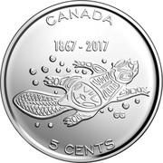Canada 5 Cents 150th Anniversary of Canada 2017 CANADA 1867-2017 5 CENTS GG coin reverse Canada 5 Cents 150th Anniversary of Canada 2017 CANADA 1867-2017 5 CENTS GG coin reverse