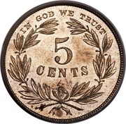 USA 5 Cents 1866 Nickel Pattern 1866 Judd 486 Nickel IN GOD WE TRUST 5 CENTS coin reverse USA 5 Cents 1866 Nickel Pattern 1866 Judd 486 Nickel IN GOD WE TRUST 5 CENTS coin reverse