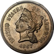USA 5 Cents Pattern 1867 24-36 known UNITED STATES OF AMERICA 1867 coin obverse USA 5 Cents Pattern 1867 24-36 known UNITED STATES OF AMERICA 1867 coin obverse