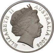 Australia 5 Dollars Aviation History Airbus A380 2008 Proof KM# 1073 ELIZABETH II AUSTRALIA 2008 coin obverse Australia 5 Dollars Aviation History Airbus A380 2008 Proof KM# 1073 ELIZABETH II AUSTRALIA 2008 coin obverse
