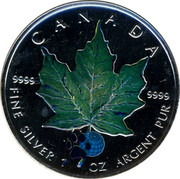 Canada 5 Dollars Green Maple leaf 2002 UNC CANADA FINE SILVER 1 OZ ARGENT PUR 9999 9999 coin reverse Canada 5 Dollars Green Maple leaf 2002 UNC CANADA FINE SILVER 1 OZ ARGENT PUR 9999 9999 coin reverse