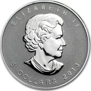 Canada 5 Dollars Maple Leaf Lunar Snake Privy 2013 UNC ELIZABETH II 5 DOLLARS 2013 coin obverse Canada 5 Dollars Maple Leaf Lunar Snake Privy 2013 UNC ELIZABETH II 5 DOLLARS 2013 coin obverse