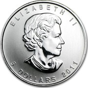Canada 5 Dollars Wildlife Series - Grizzly (Colorized) 2011 UNC ELIZABETH II 5 DOLLARS 2011 coin obverse Canada 5 Dollars Wildlife Series - Grizzly (Colorized) 2011 UNC ELIZABETH II 5 DOLLARS 2011 coin obverse