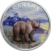 Canada 5 Dollars Wildlife Series - Grizzly (Colorized) 2011 UNC CANADA WW 9999 FINE SILVER 1 OZ ARGENT PUR coin reverse Canada 5 Dollars Wildlife Series - Grizzly (Colorized) 2011 UNC CANADA WW 9999 FINE SILVER 1 OZ ARGENT PUR coin reverse