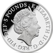UK 5 Pounds 1000th Coronation of King Canute 2017 Proof ELIZABETH II D G REG FID DEF 5 POUNDS J.C coin obverse