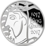 UK 5 Pounds 1000th Coronation of King Canute 2017 Proof 1017 KING CANUTE 2017 coin reverse