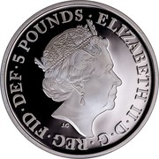 UK 5 Pounds 1000th Coronation of King Canute 2017 ELIZABETH II D G REG FID DEF 5 POUNDS J.C coin obverse