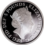 UK 5 Pounds House of Windsor Centenary Clad 2017 Proof 5 POUNDS ELIZABETH II D G REG FID DEF J.C coin obverse