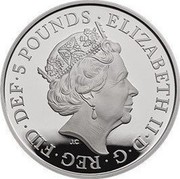 UK 5 Pounds (Prince George 5th Birthday) ELIZABETH II∙D∙G∙REG∙FID∙DEF∙5 POUNDS∙ J.C coin obverse UK 5 Pounds (Prince George 5th Birthday) ELIZABETH II∙D∙G∙REG∙FID∙DEF∙5 POUNDS∙ J.C coin obverse