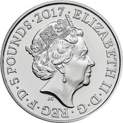 UK 5 Pounds Remembrance Day 2017  ELIZABETH II∙D∙G∙REG∙F∙D∙5 POUNDS ∙2017∙ J.C coin obverse UK 5 Pounds Remembrance Day 2017  ELIZABETH II∙D∙G∙REG∙F∙D∙5 POUNDS ∙2017∙ J.C coin obverse