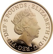 UK 5 Pounds Sapphire Jubilee 2017 ELIZABETH II D G REG FID DEF 5 POUNDS J.C coin obverse UK 5 Pounds Sapphire Jubilee 2017 ELIZABETH II D G REG FID DEF 5 POUNDS J.C coin obverse