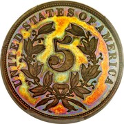 USA 5¢ Shield Nickel Pattern 1866 Judd 489 Nickel UNITED STATES OF AMERICA 5 coin reverse USA 5¢ Shield Nickel Pattern 1866 Judd 489 Nickel UNITED STATES OF AMERICA 5 coin reverse