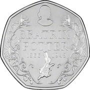 UK 50 Pence (150th Anniversary of Beatrix Potter) BEATRIX POTTER 1866 1948 EN. coin reverse UK 50 Pence (150th Anniversary of Beatrix Potter) BEATRIX POTTER 1866 1948 EN. coin reverse