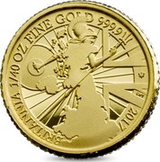 UK 50 Pence Modern Britannia 2017 Trident Proof BRITANNIA 1/40 OZ FINE GOLD 999.9 2017 LWT coin reverse UK 50 Pence Modern Britannia 2017 Trident Proof BRITANNIA 1/40 OZ FINE GOLD 999.9 2017 LWT coin reverse