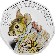 UK 50 Pence Mrs. Tittlemouse 2018 Proof MRS. TITTLEMOUSE EN. coin reverse UK 50 Pence Mrs. Tittlemouse 2018 Proof MRS. TITTLEMOUSE EN. coin reverse
