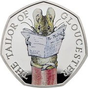 UK 50 Pence The Tailor of Gloucester (Colorized) 2018 Proof THE TAILOR OF GLOUCESTER EN. coin reverse UK 50 Pence The Tailor of Gloucester (Colorized) 2018 Proof THE TAILOR OF GLOUCESTER EN. coin reverse