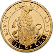 UK 500 Pounds Queen's Beast Bull 2018 20 18 BLACK BULL OF CLARENCE JC coin reverse UK 500 Pounds Queen's Beast Bull 2018 20 18 BLACK BULL OF CLARENCE JC coin reverse