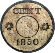 USA Cent Ring 1850 Billion Perforated KM# 119 CENT 1850 coin obverse USA Cent Ring 1850 Billion Perforated KM# 119 CENT 1850 coin obverse