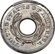 USA Cent Ring Pattern 1851 Billion Perfortated; Judd# 127 UNITED STATES OF AMERICA coin obverse USA Cent Ring Pattern 1851 Billion Perfortated; Judd# 127 UNITED STATES OF AMERICA coin obverse