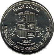 Canada Dollar General Sir Isaac Brock's Monument 1986 UNC TRADE DOLLAR 1986 EXPIRES DECEMBER 31, 1986 NIAGARA FALLS CANADA - CHAMBER OF COMMERCE coin reverse Canada Dollar General Sir Isaac Brock's Monument 1986 UNC TRADE DOLLAR 1986 EXPIRES DECEMBER 31, 1986 NIAGARA FALLS CANADA - CHAMBER OF COMMERCE coin reverse