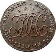 UK Farthing Birmingham - John Howard 1792  PROMISSORY FARTHING ∙ BIRMINGHAM 1792 H H coin reverse UK Farthing Birmingham - John Howard 1792  PROMISSORY FARTHING ∙ BIRMINGHAM 1792 H H coin reverse