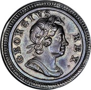 UK Farthing George I Pattern 1718 KM# PnF34 GEORGIVS ∙ REX∙ coin obverse UK Farthing George I Pattern 1718 KM# PnF34 GEORGIVS ∙ REX∙ coin obverse