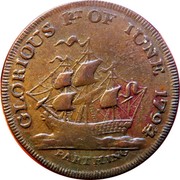 UK Farthing Hampshire - Admiral Earl Howe 1794  GLORIOUS 1ST OF IUNE, 1794 FARTHING coin reverse UK Farthing Hampshire - Admiral Earl Howe 1794  GLORIOUS 1ST OF IUNE, 1794 FARTHING coin reverse