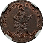 UK Farthing Middlesex - Denton's (Sir Jeffery Dunstan) 1795  SIR JEFFERY DUNSTAN JACOBS. F. coin reverse
