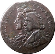 UK Farthing Middlesex - George and Carolina 1795  GEORGE AND CAROLINA coin obverse