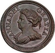 UK Farthing Queen Anne 1713 ANNA DEI GRATIA coin obverse UK Farthing Queen Anne 1713 ANNA DEI GRATIA coin obverse