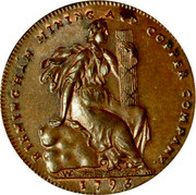 UK Farthing (Warwickshire - Birmingham) COPPER COMPANY 1791 coin obverse UK Farthing (Warwickshire - Birmingham) COPPER COMPANY 1791 coin obverse