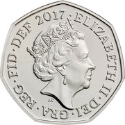 UK Fifty Pence (Sir Isaac Newton) ELIZABETH II∙DEI∙GRA∙REG∙FID∙DEF∙2017∙ J.C coin obverse UK Fifty Pence (Sir Isaac Newton) ELIZABETH II∙DEI∙GRA∙REG∙FID∙DEF∙2017∙ J.C coin obverse